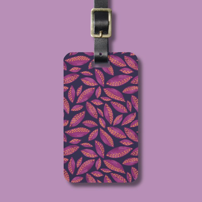 Höstblad Lila Botaniskt mönster Bagagebricka (Autumn leaves purple Fall  luggage tag)