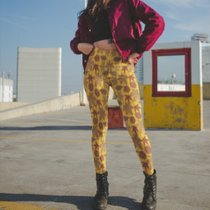 Höstblad Ljust Mönster Vintage Stil Leggings