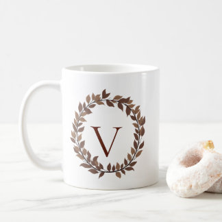 Höstblad Monogram Initialt Namn Höstdesign Kaffemugg