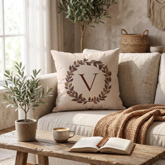 Höstblad Monogram Initialt Namn Höstdesign Kudde