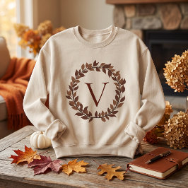 Höstblad Monogram Initialt Namn Höstdesign T Shirt