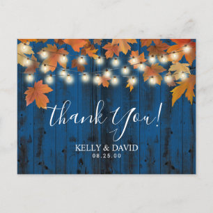 Höstblad Navy Ladan Höst Bröllop Tack Vykort
