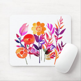 Höstblad Och Blommor I Vattenfärg Vitt Musmatta