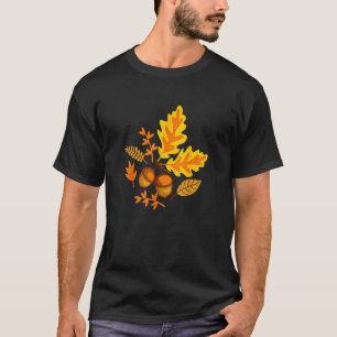 Höstblad Och Ekollon Faller För Kvinnor Thanksgivi T Shirt