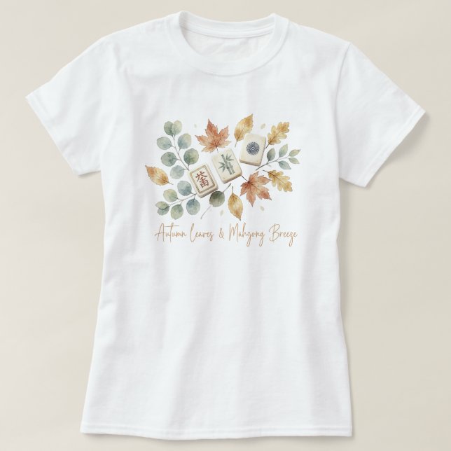 Höstblad och Mahjong Bris Vintage  T Shirt (Design framsida)