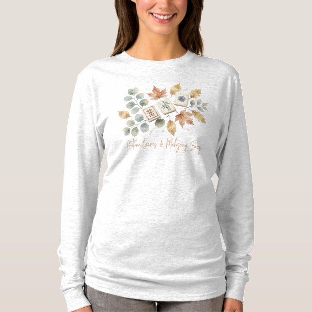 Höstblad och Mahjong-bris Vintage  T Shirt (Framsida)