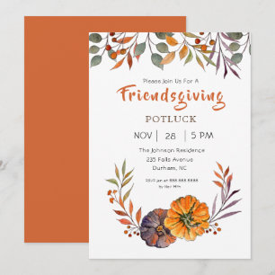 Höstblad och pumpa Friendsgiving-inbjudan Inbjudningar
