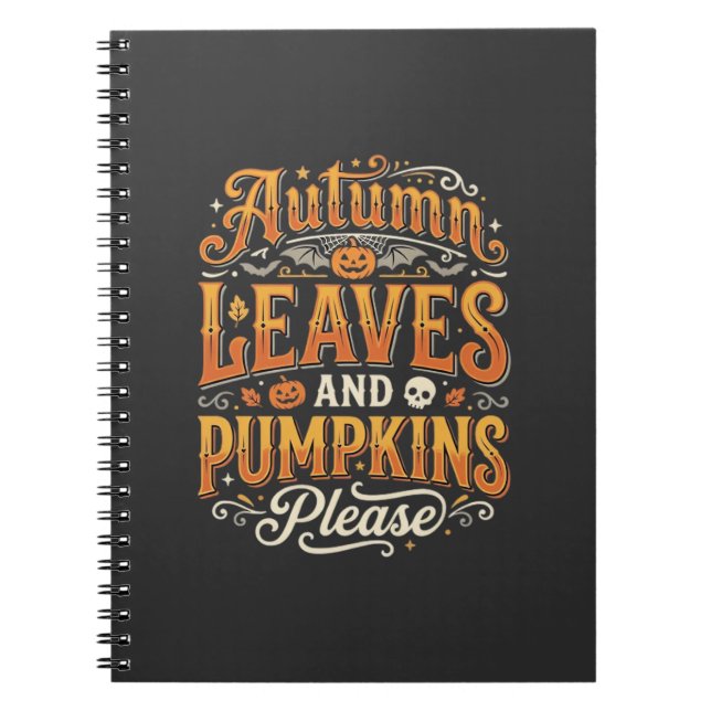Höstblad och pumpor tack Halloween-design Anteckningsbok (Framsidan)