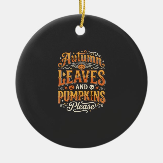 Höstblad och pumpor tack Halloween-design Julgransprydnad Keramik (Framsidan)