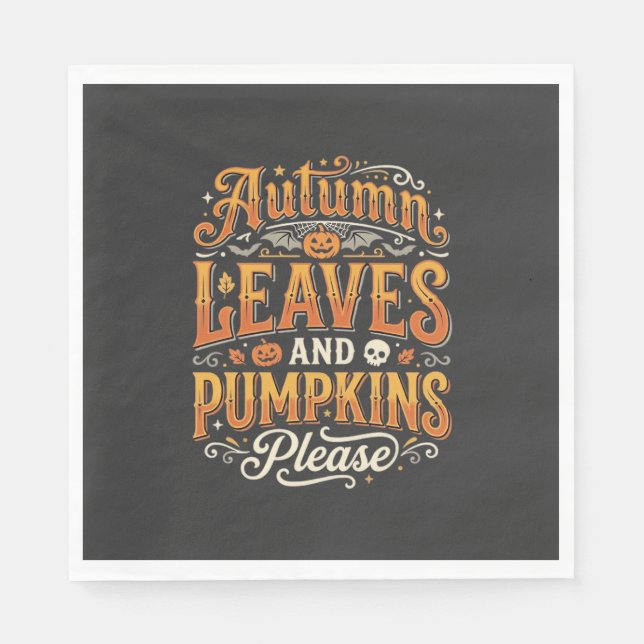Höstblad och pumpor tack Halloween-design Pappersservett (Framsidan)
