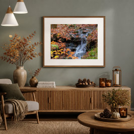 Höstblad och vattenfall Fotoaffisch Poster