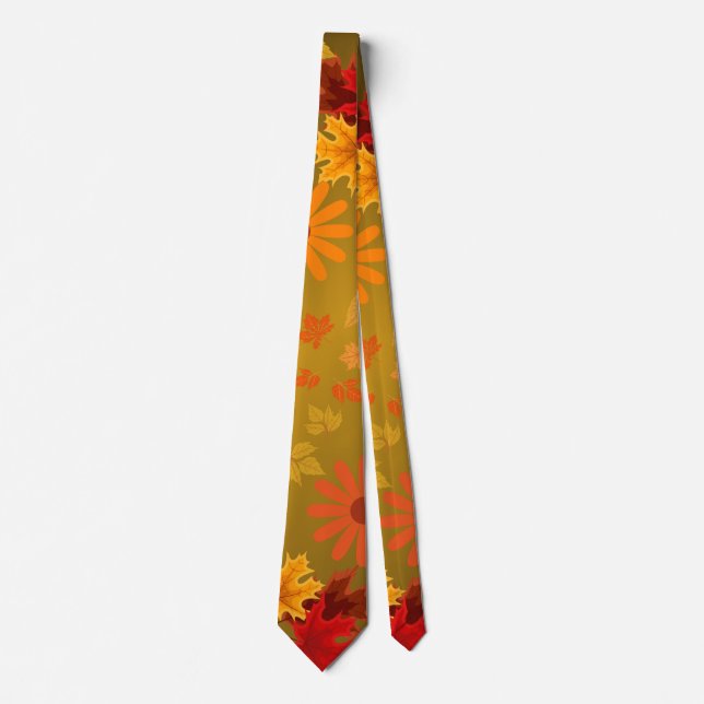 Höstblad & Orange Blommor Höst Floral  Slips (Framsida)