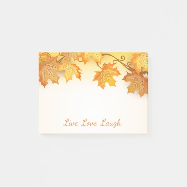 Höstblad Orange Fall Rustik Landsbygd Post-it Block (Framsida)