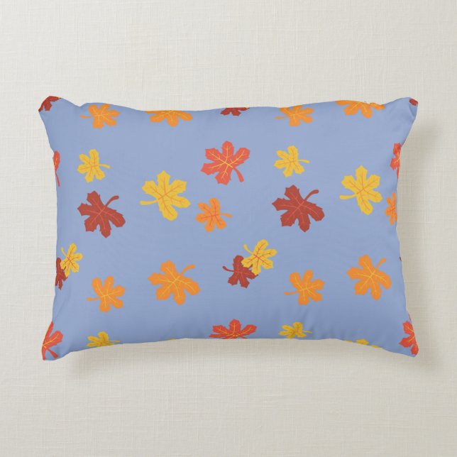 Höstblad överallt-mönster prydnadskudde (Framsidan)