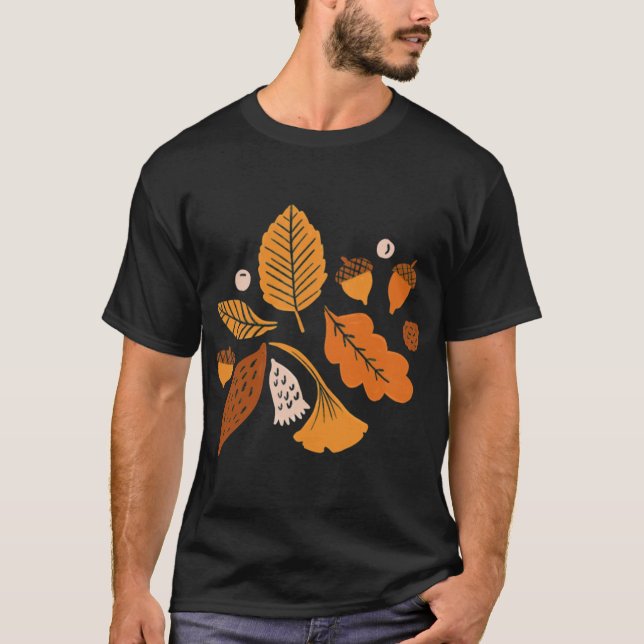 Höstblad på blå överdimensionerad t shirt (Framsida)