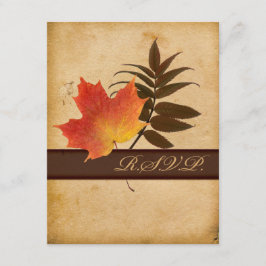 Höstblad på gammalt papper Svarskort OSA Kort