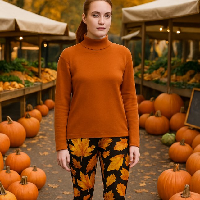 Höstblad på svart leggings (Skapare uppladdad)