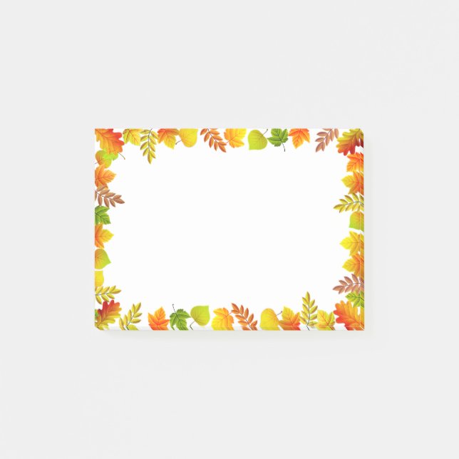 Höstblad på vitt post-it block (Framsida)