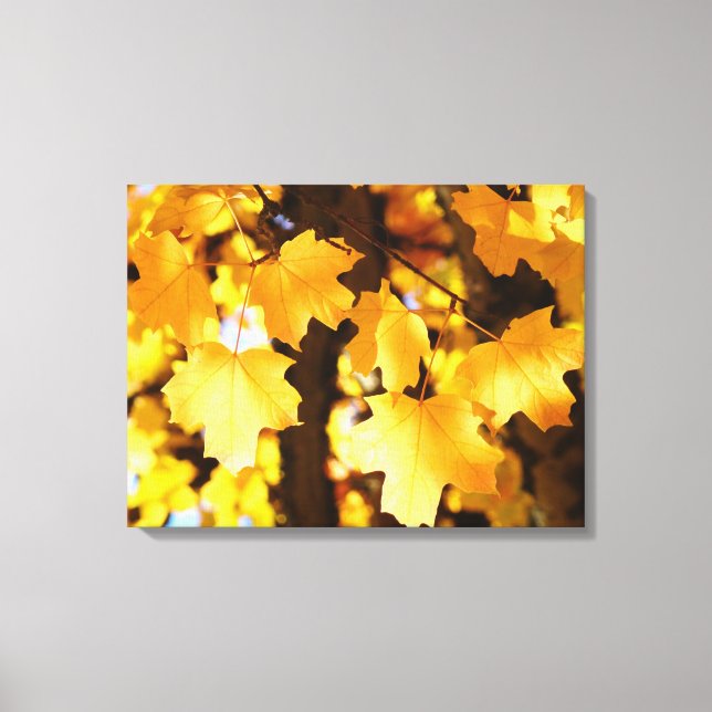 Höstblad Panel Canvas Konsttryck Gula Glöder (Framsida)