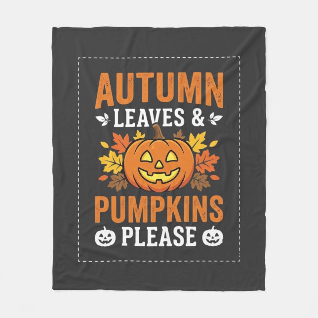 Höstblad Pumpa Halloween-design Fleecefilt (Framsidan)