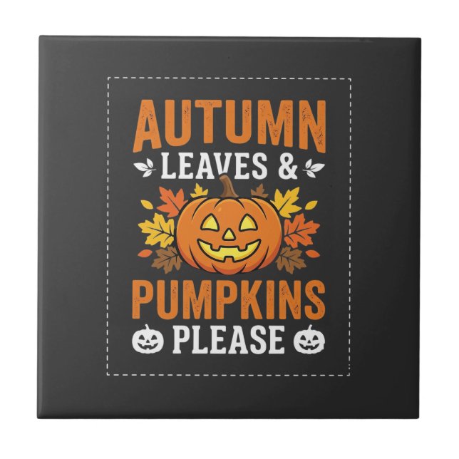 Höstblad Pumpa Halloween-design Kakelplatta (Framsidan)