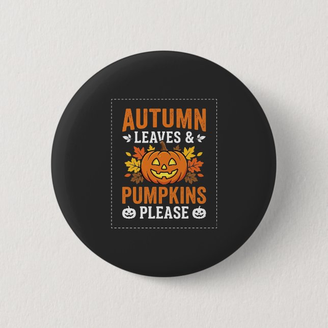 Höstblad Pumpa Halloween-design Knapp (Framsida)