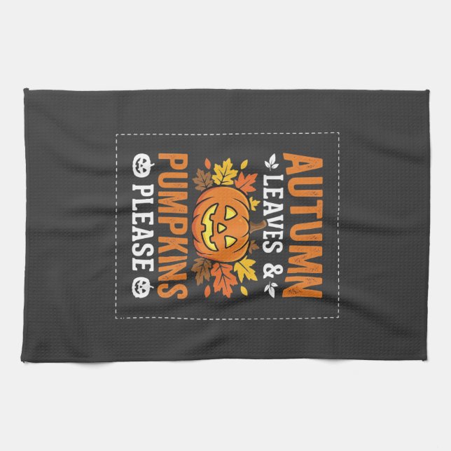 Höstblad Pumpa Halloween-design Kökshandduk (Horisontell)
