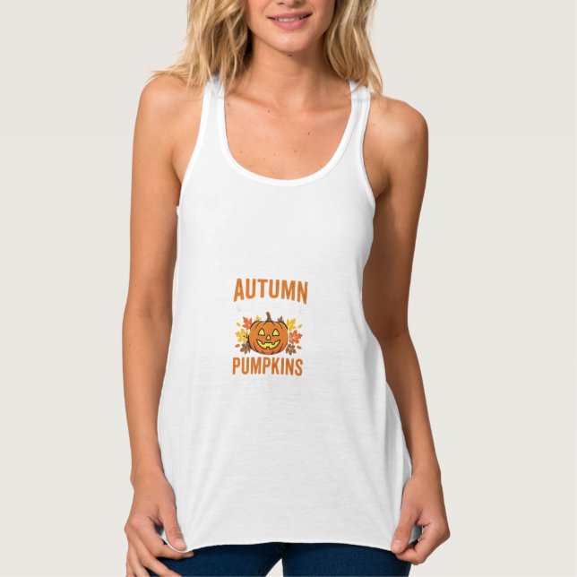 Höstblad Pumpa Halloween-design Linne Med Racerback (Framsida)