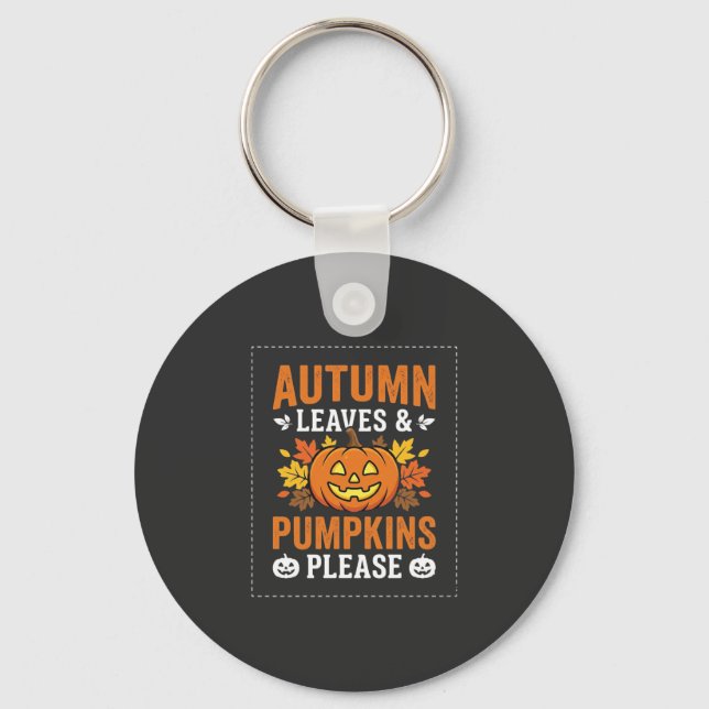 Höstblad Pumpa Halloween-design Nyckelring (Framsida)