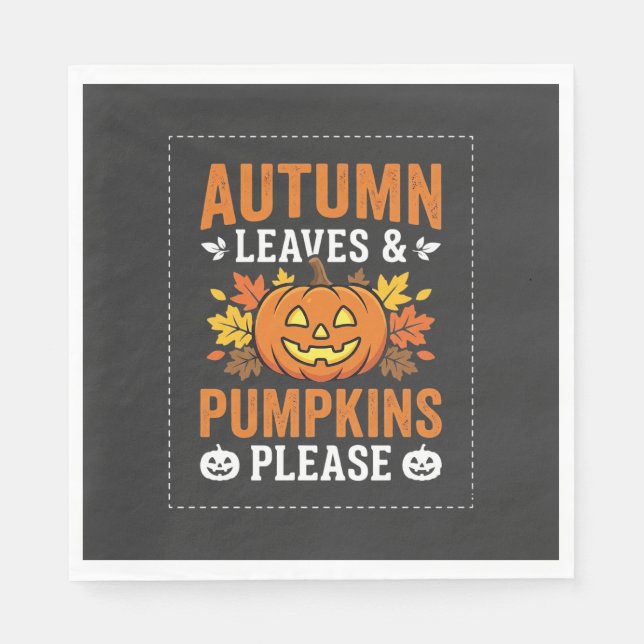 Höstblad Pumpa Halloween-design Pappersservett (Framsidan)