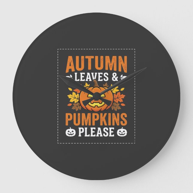 Höstblad Pumpa Halloween-design Stor Klocka (Framsida)