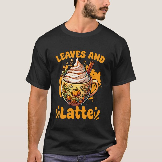 Höstblad Pumpa Kryddad Latte Höst Kaffe Latt T Shirt (Framsida)