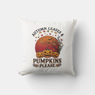 Höstblad Pumpa Snälla Halloween Fladdermöss Träd Kudde