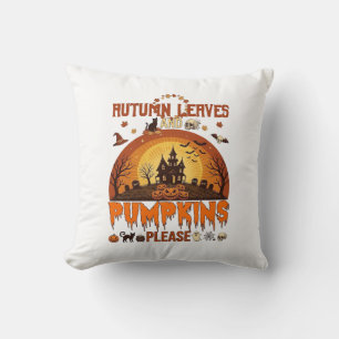 Höstblad Pumpa Snälla Halloween Spökhus Kudde