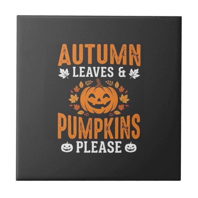 Höstblad Pumpa Vänligen Halloween Pumpa Dekoration Kakelplatta (Framsidan)
