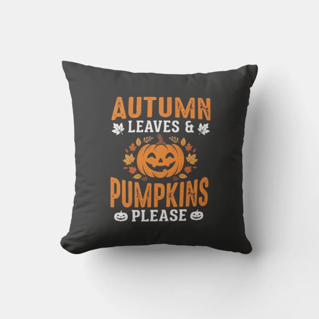 Höstblad Pumpa Vänligen Halloween Pumpa Dekoration Kudde (Framsida)