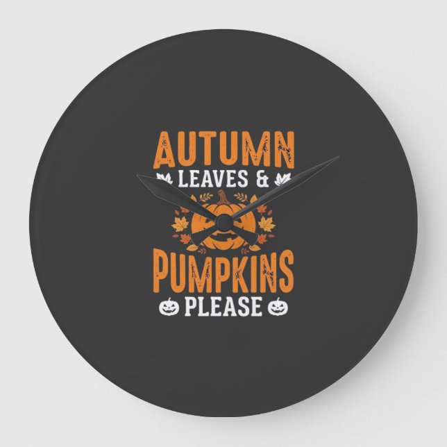 Höstblad Pumpa Vänligen Halloween Pumpa Dekoration Stor Klocka (Framsida)