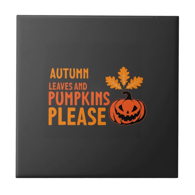 Höstblad Pumpa Vänligen Halloween Pumpa Eller Kakelplatta (Framsidan)