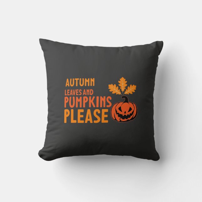 Höstblad Pumpa Vänligen Halloween Pumpa Eller Kudde (Framsida)