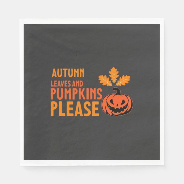 Höstblad Pumpa Vänligen Halloween Pumpa Eller Pappersservett (Framsidan)