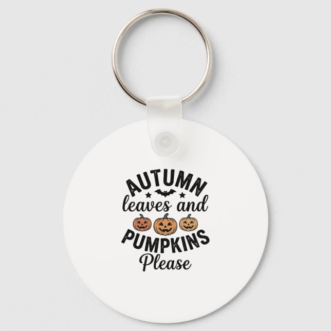 Höstblad Pumpor Välkommen Vintage Halloween De Nyckelring (Framsida)