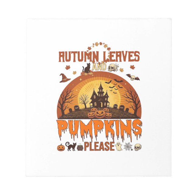 Höstblad Pumpor Vänligen Halloween Spökhus Anteckningsblock (Framsida)
