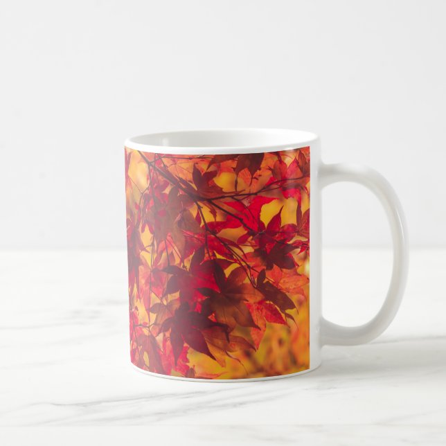Höstblad röda och orange natur kaffemugg (Höger)