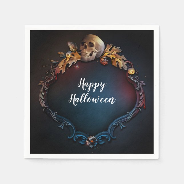 Höstblad & Skallen Faller Halloweenfest Pappersservett (Framsidan)