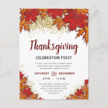 Höstblad | Thanksgiving Middagsfest Inbjudan