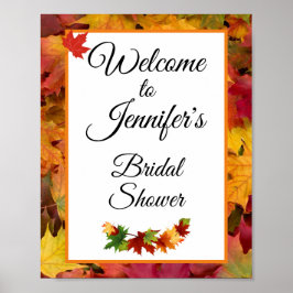 Höstblad Välkommen Bröllopsdusch Skylt Poster