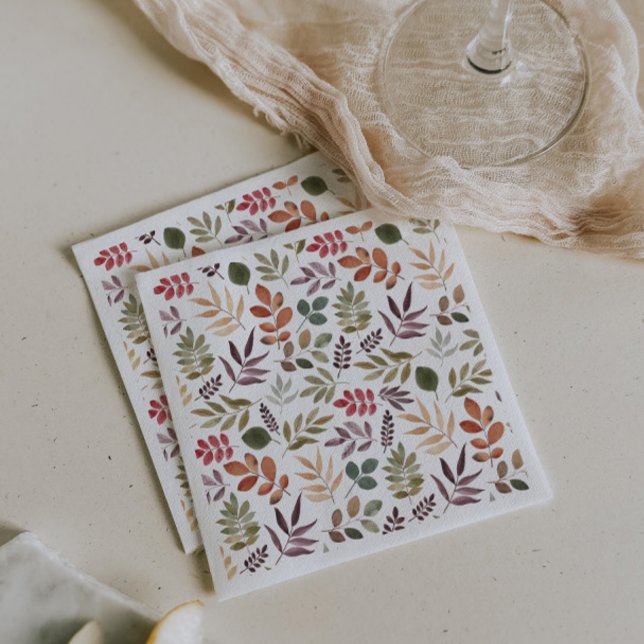 Höstblad Vattenfärg Färgrikt Löv  Pappersservett (Skapare uppladdad)