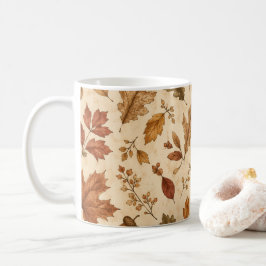 Höstblad Vattenfärg Mönster Kaffemugg