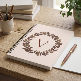 Höstbladmonogram Initialt Namn Höstdesign Anteckningsbok