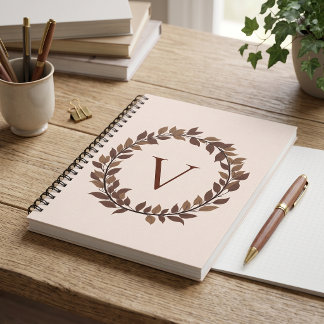 Höstbladmonogram Initialt Namn Höstdesign Anteckningsbok